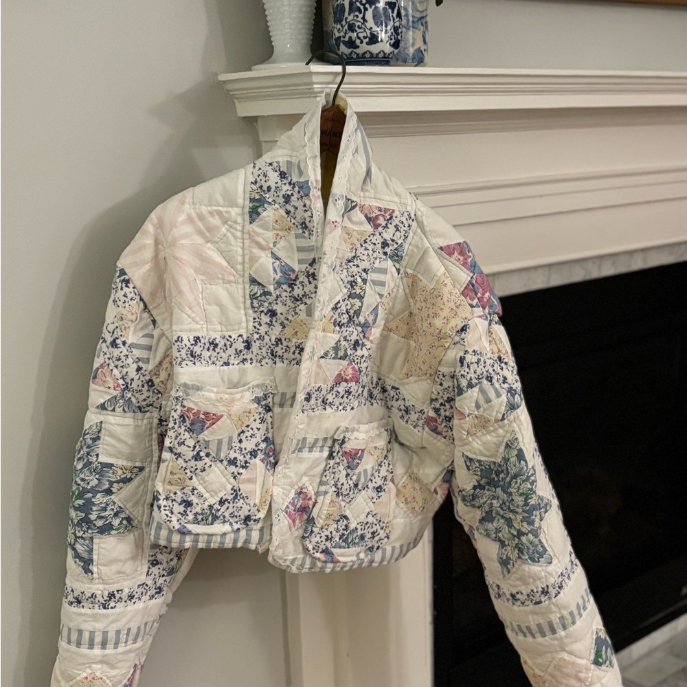 Handmade Vintage Quilt Cropped Jacket